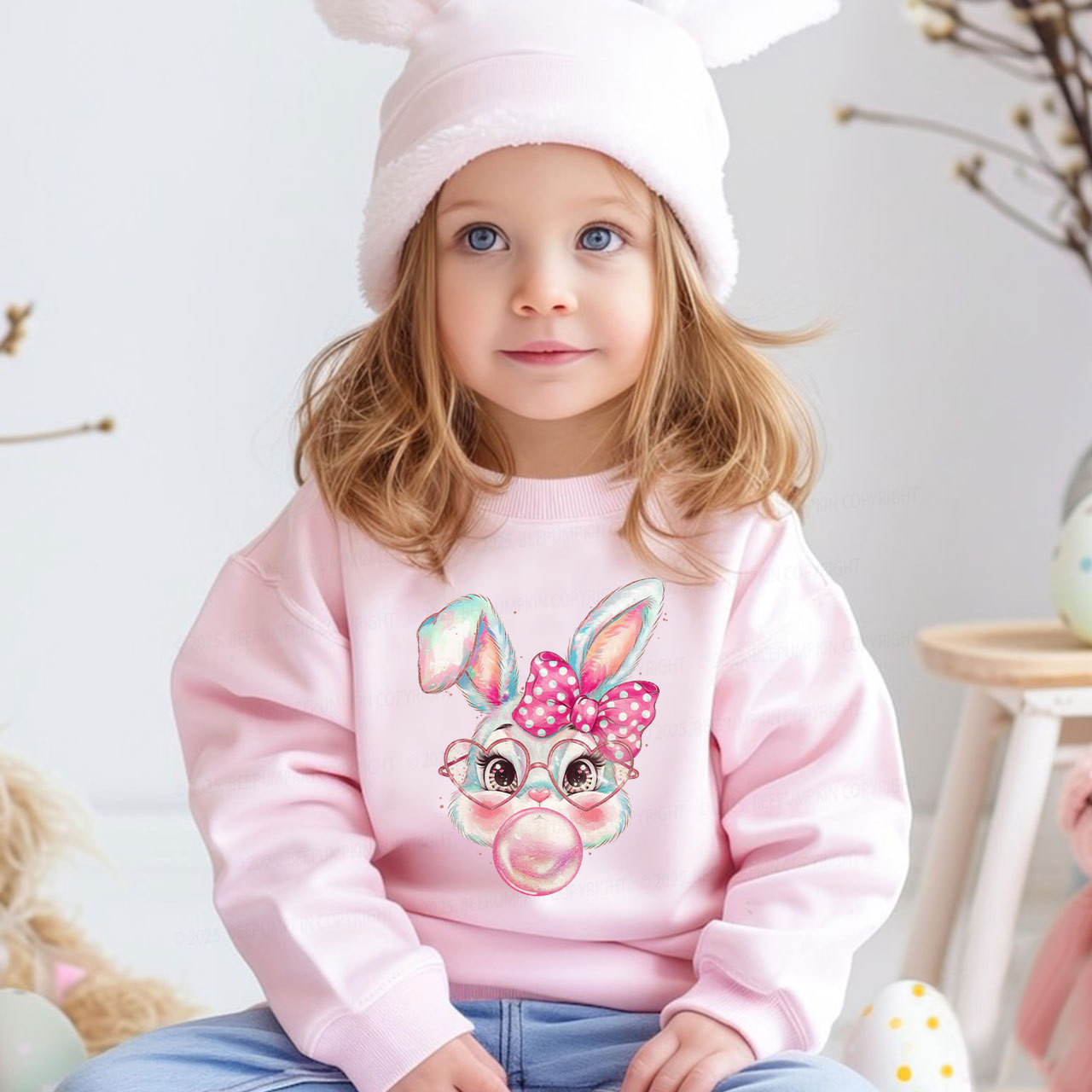 Sassy Bunny Bubble Kid's Sweatshirt