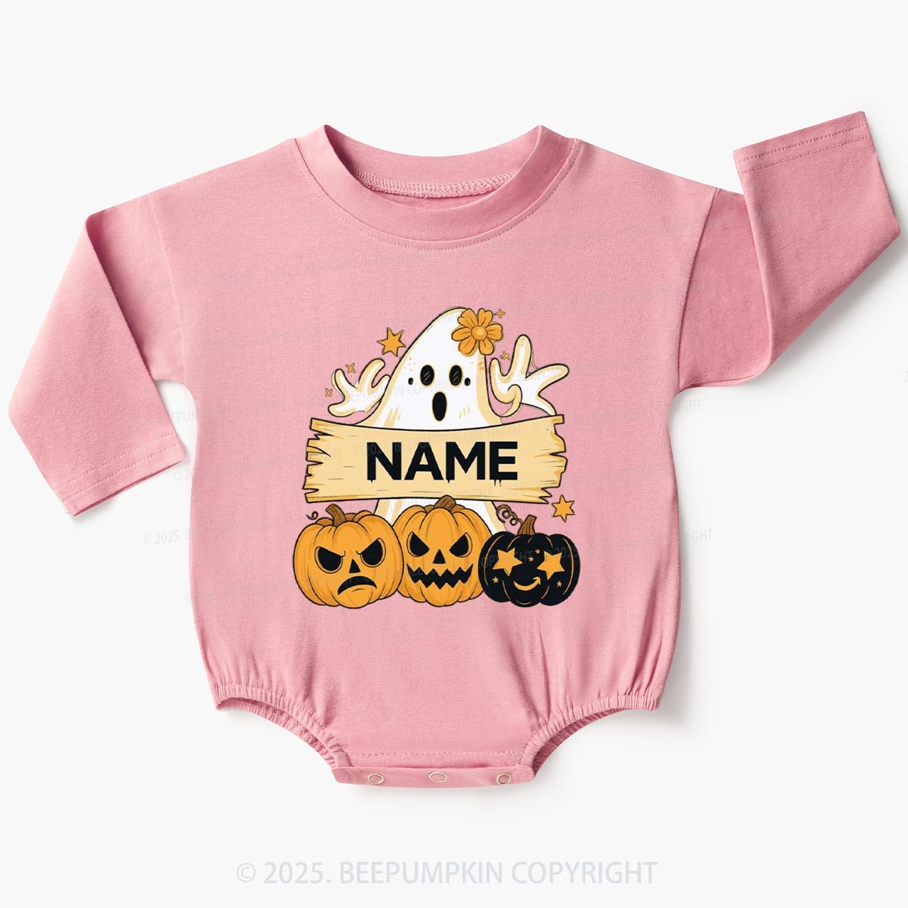 Personalized Trick Or Treat Baby Bubble Romper Beepumpkin