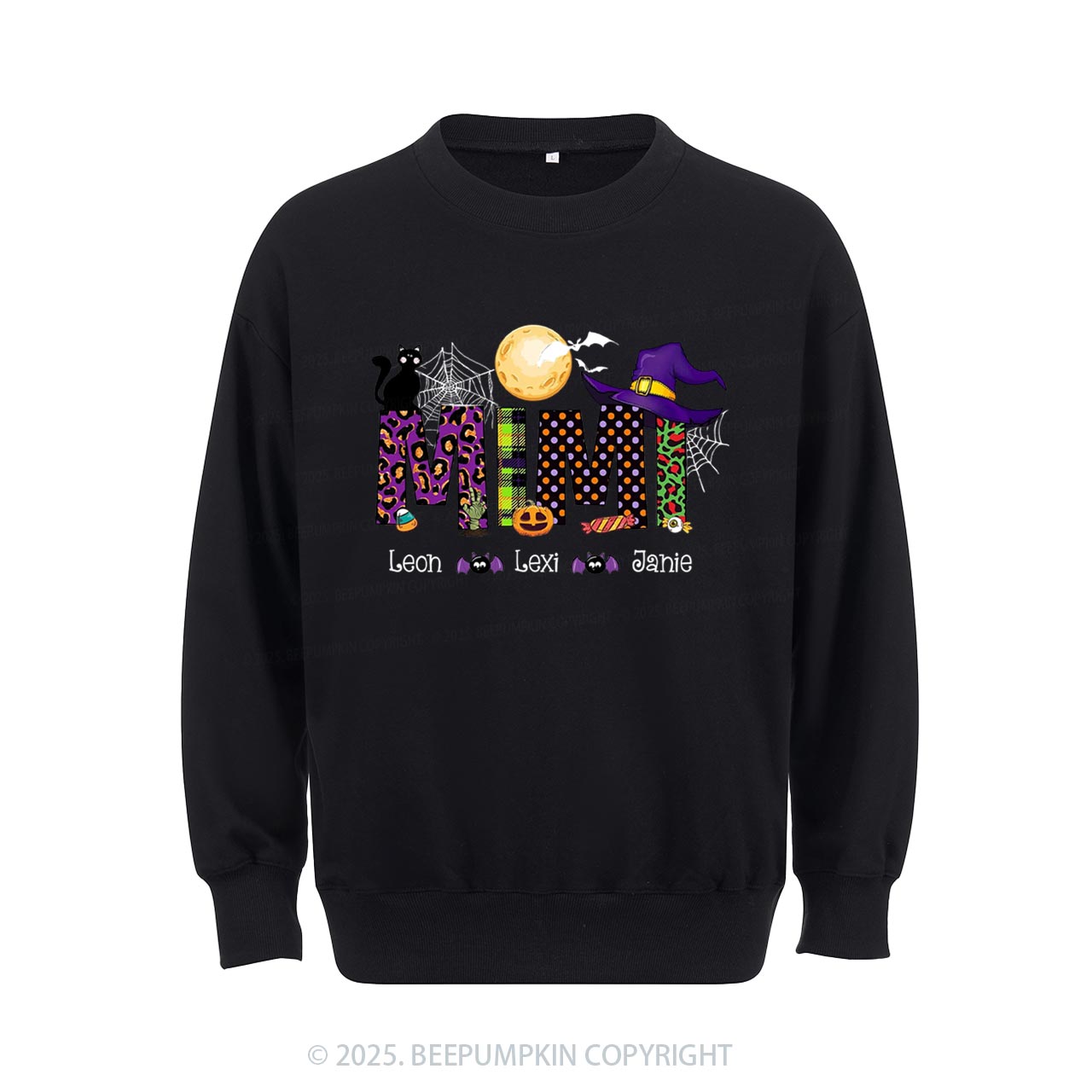 Personalized Mimi And Little Bat Halloween Sweatshirt Beepumpkin