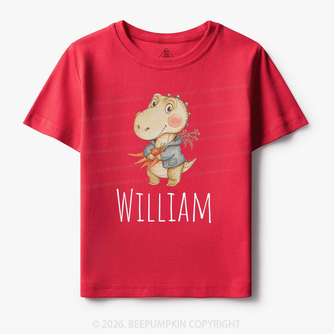 Personalized Watercolor Dino Friend Toddler&Kid's Tees