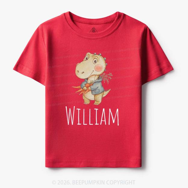 Personalized Watercolor Dino Friend Toddler&Kid's Tees