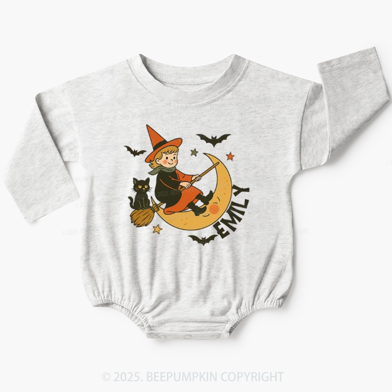 Personalized Vintage Halloween Baby Bubble Romper Beepumpkin