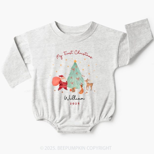 Personalized Baby's 1st Christmas Baby Bubble Romper Beepumpkin