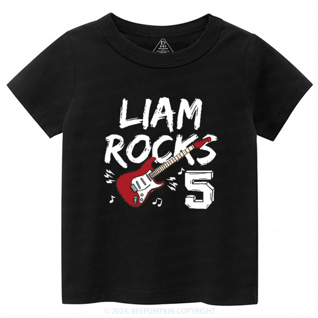 Personalized Rock Guitar Toddler&Kids Tees 