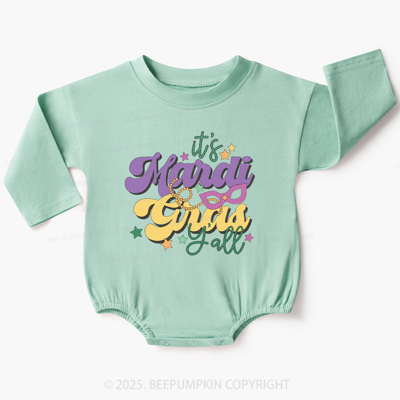 It's Mardi Gras Y'all Baby Bubble Romper Beepumpkin