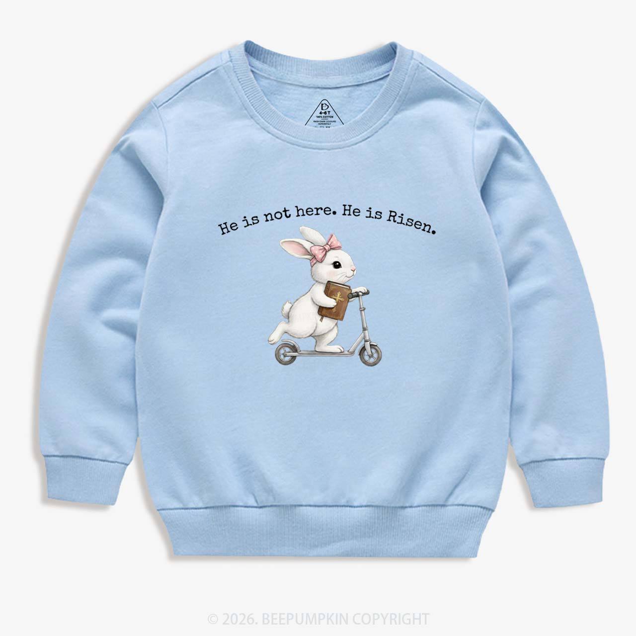 He Is Not Here He is Risen Rabbit Christian Easter Kid's Sweatshirt