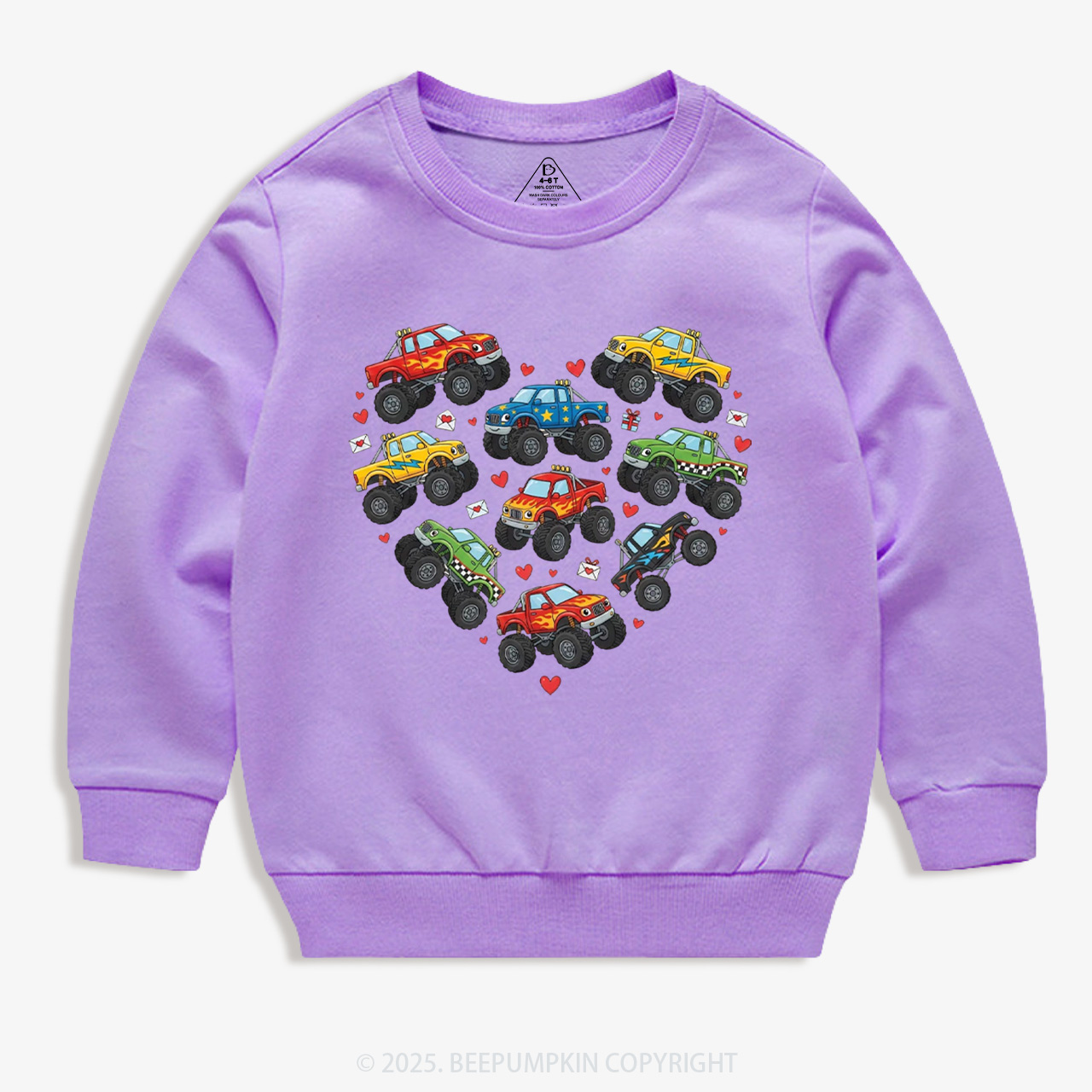 Heart On Wheels Valentine's Day Kid's Sweatshirt
