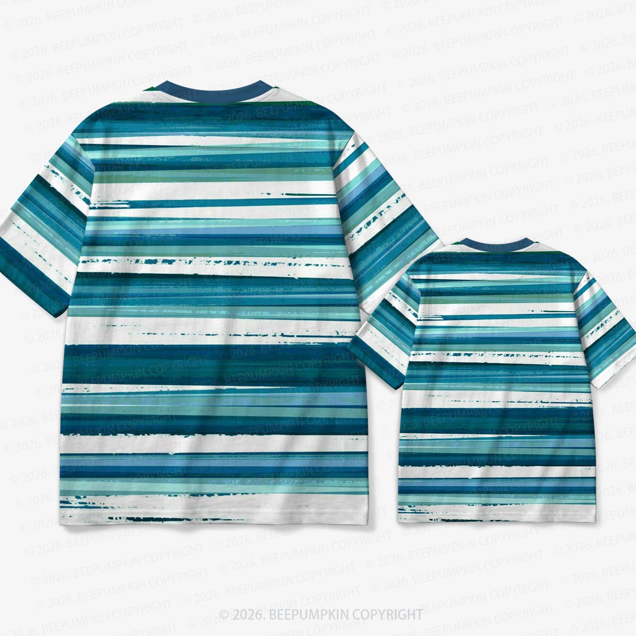Retro Seafoam Splash Stripe Family Matching Ringer T-Shirt