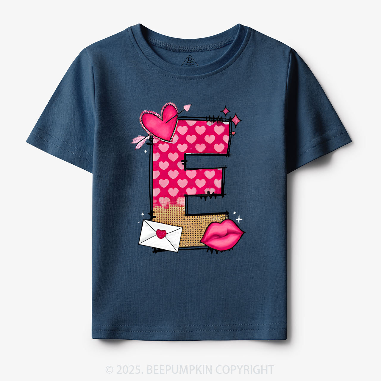 Personalized Valentine's Day Pink Hearts Toddler&Kid's Tees Beepumpkin