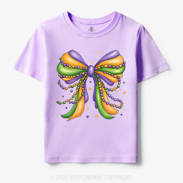 Mardi Gras Ribbon Bow Toddler&Kid's Tees Beepumpkin