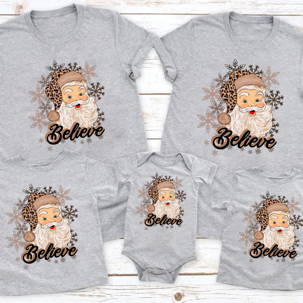 Believe Santa Christmas Family Matching Shirt