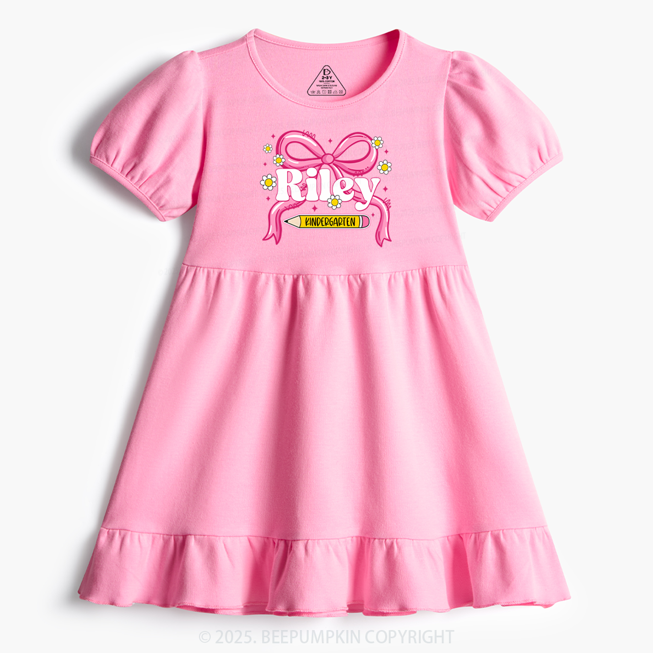 Personalized First Grade Girly Toddler&Kid's Ruffle Dress Beepumpkin  Sale-Beepumpkin™