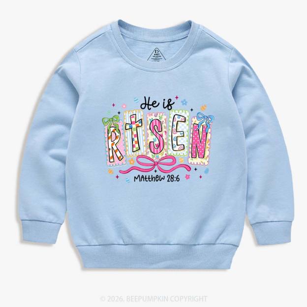 Easter Bow Lettering He Is Risen Kid's Sweatshirt