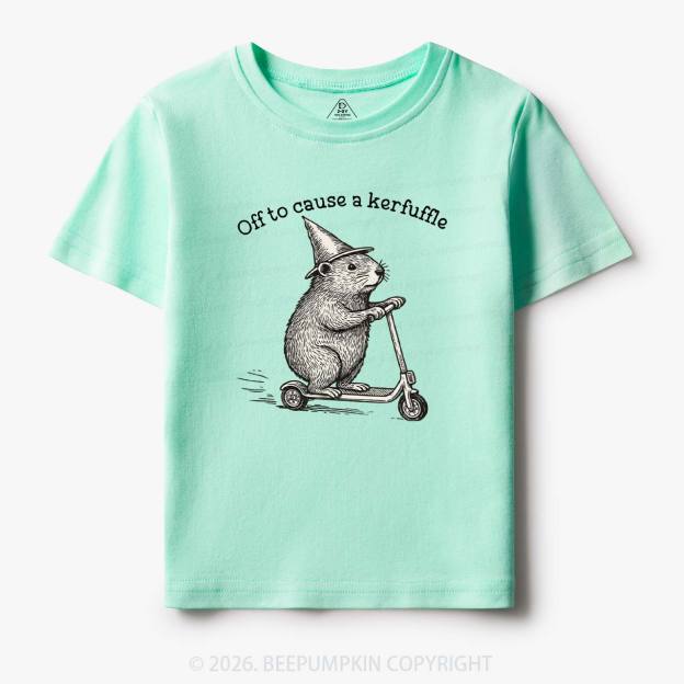 Off To Cause A Kerfuffle Groundhog Scooter Toddler&Kid's Tees