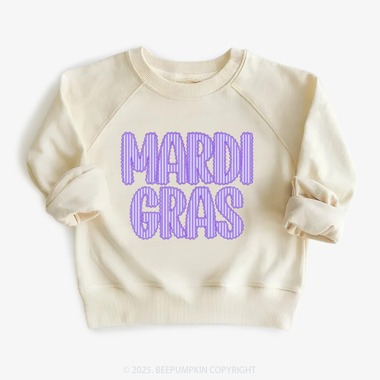 Purple Seersucker Mardi Gras Kid's Sweatshirt