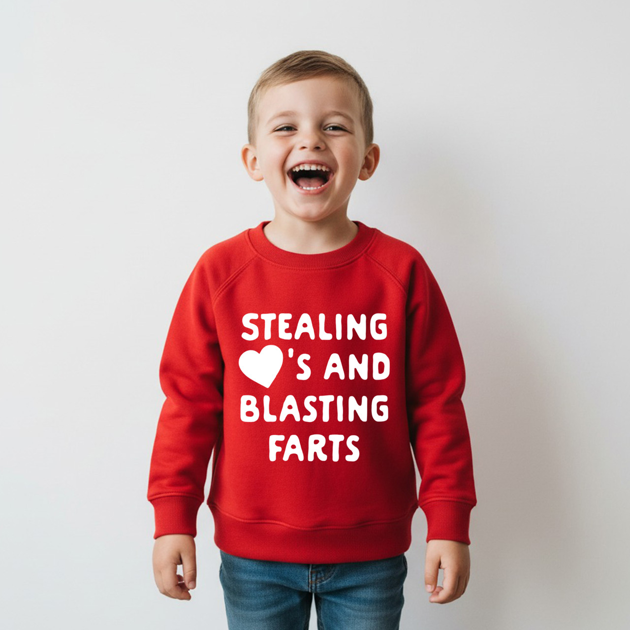 Stealing Hearts Blasting Farts Valentine's Day Kid's Sweatshirt