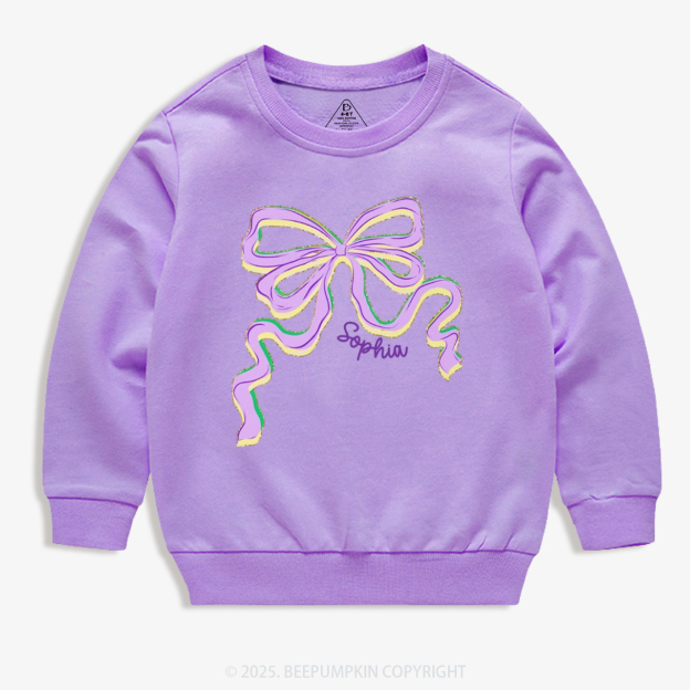 Personalized Sugar Bow Mardi Gras Kid's Sweatshirt
