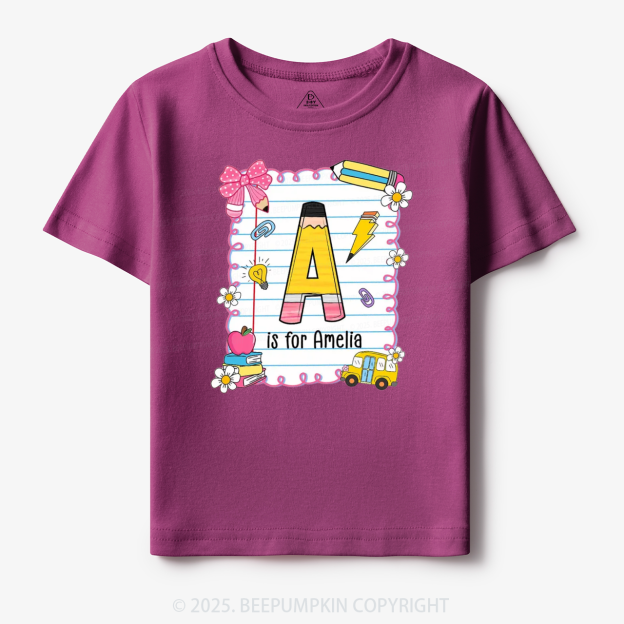 Personalized Alphabet Pencil Name Toddler&Kid's Tees Beepumpkin