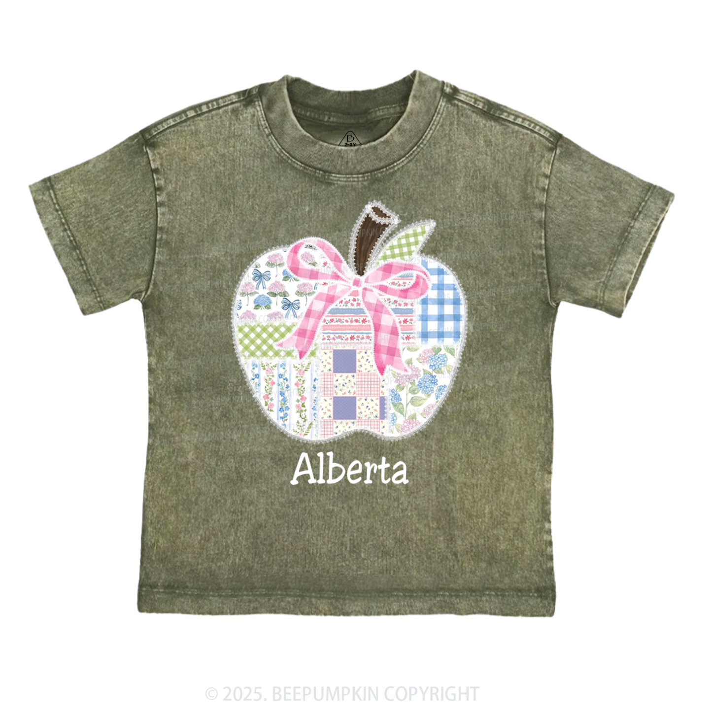 Personalized Lace Apple Name Toddler&Kids Washed Tees