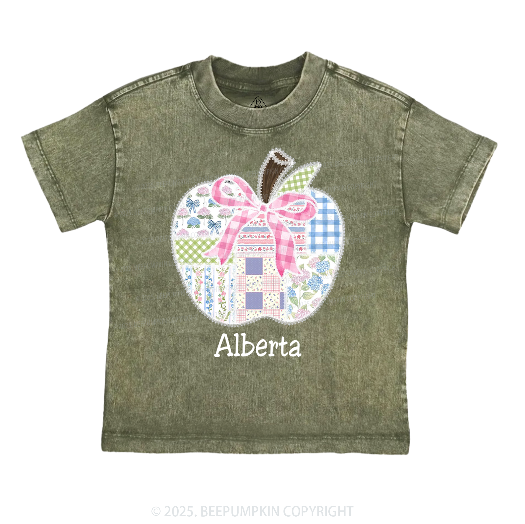 Personalized Lace Apple Name Toddler&Kids Washed Tees