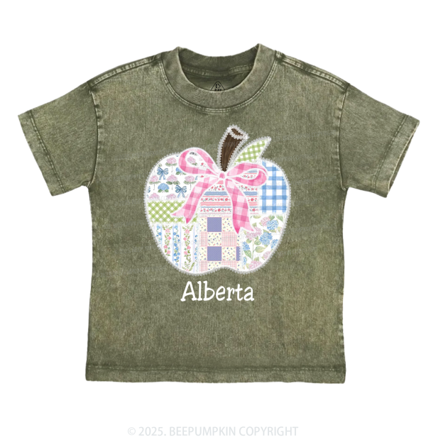 Personalized Lace Apple Name Toddler&Kids Washed Tees