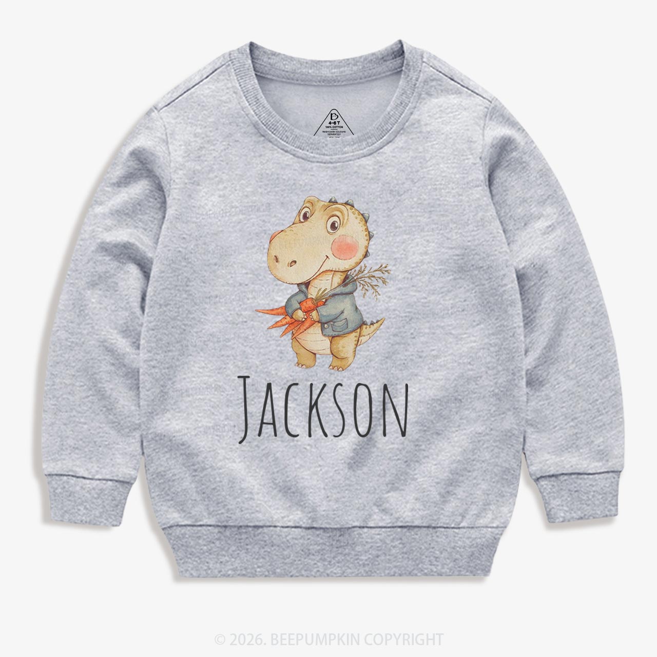 Personalized Watercolor Dino Friend Kid's Sweatshirt