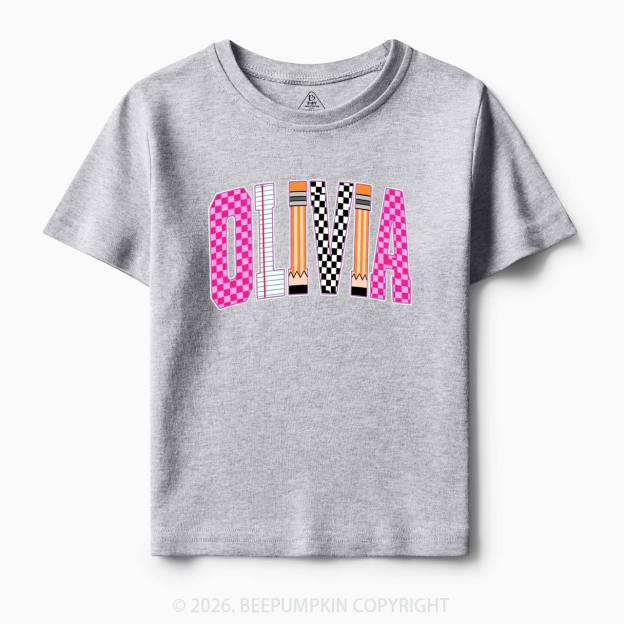 Personalized Name Retro School Preppy Toddler&Kid's Tees