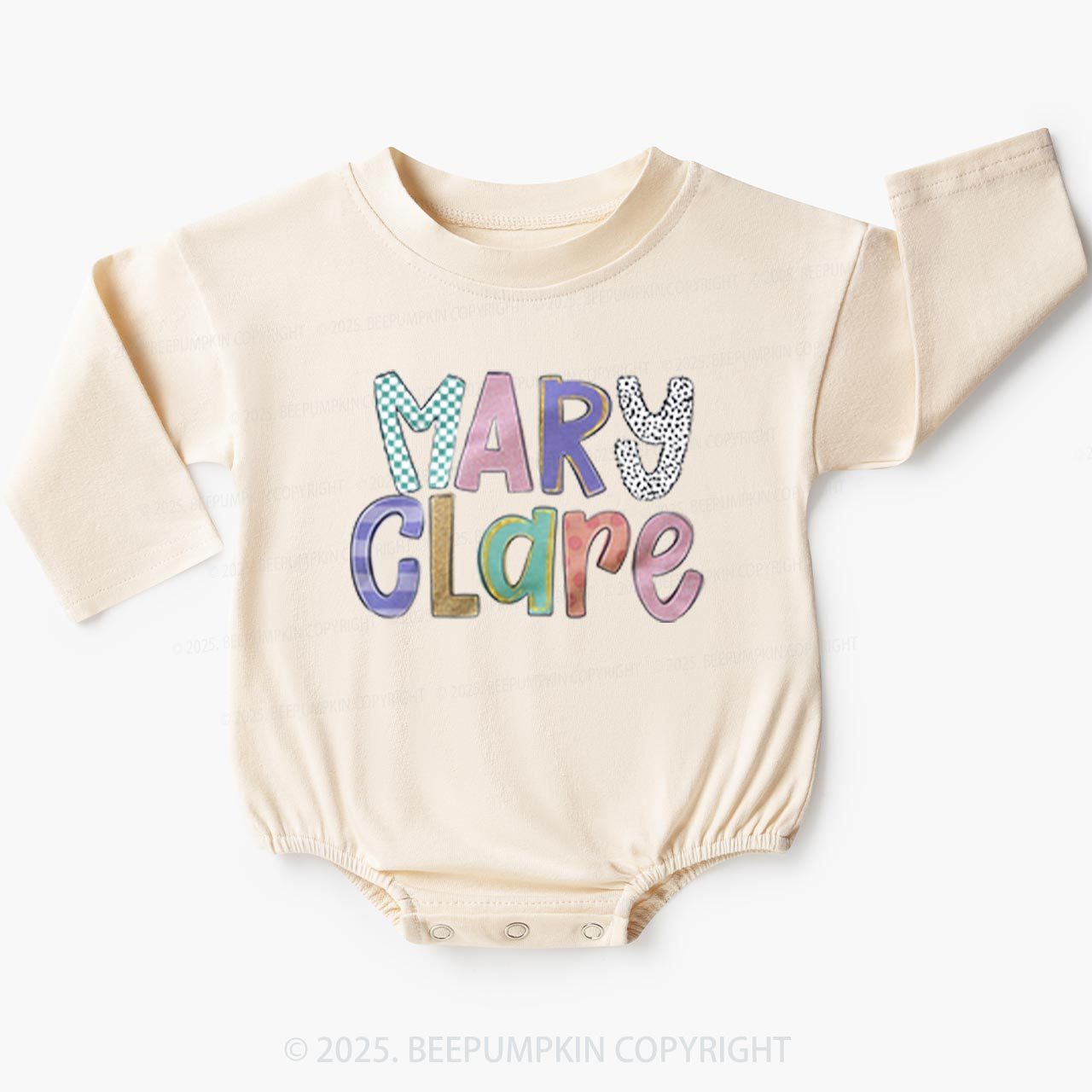 Personalized Colorful Identity Baby Bubble Romper Beepumpkin