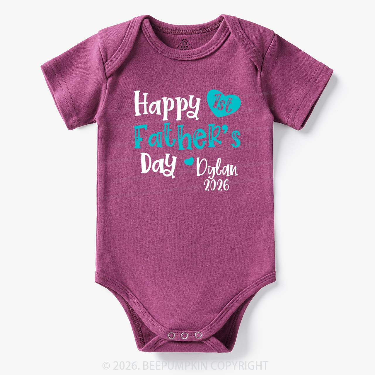 Personalized Happy 1st Father's Day Blue Bodysuit Beepumpkin