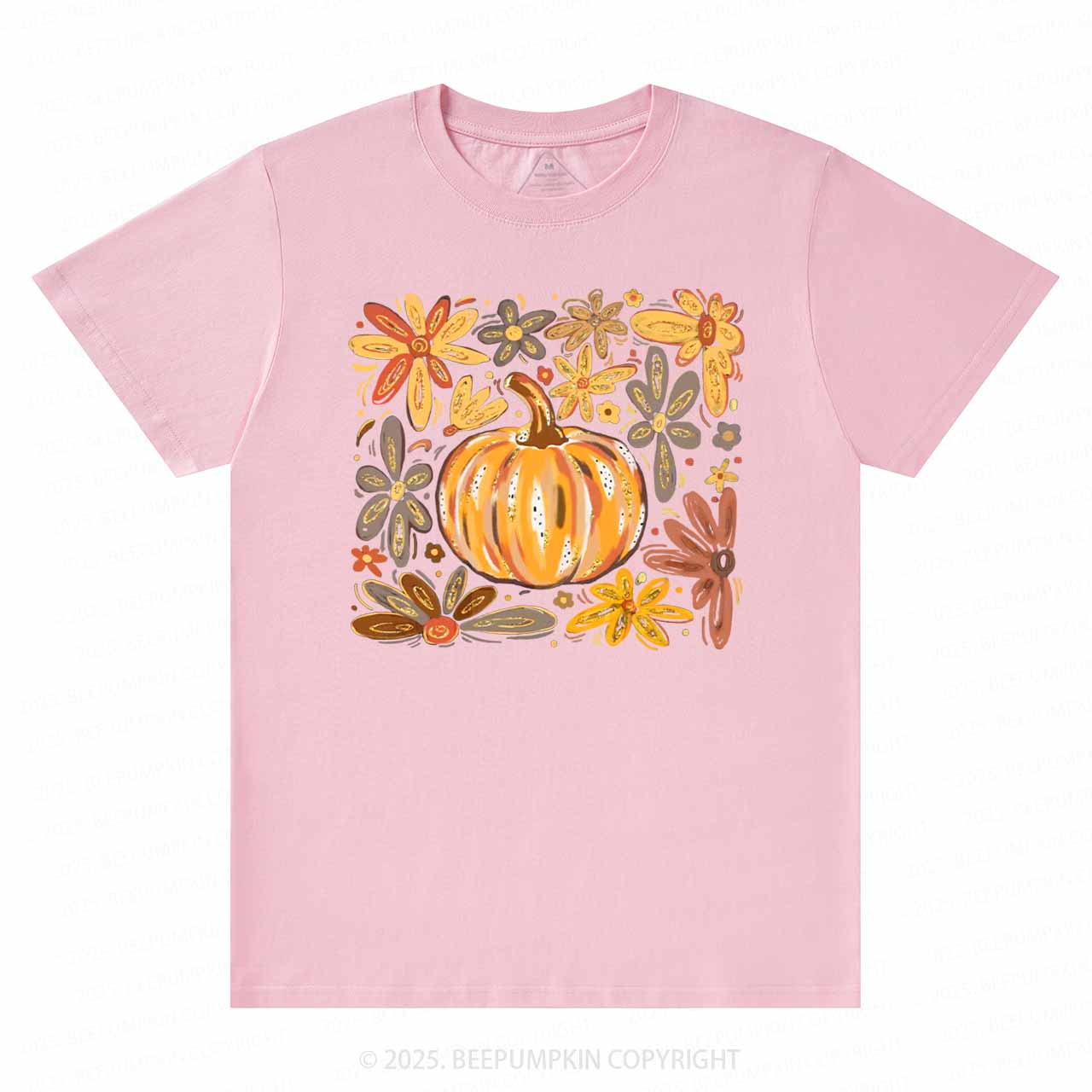 Glitter Boho Fall Floral Pumpkin T-Shirts Beepumpkin 