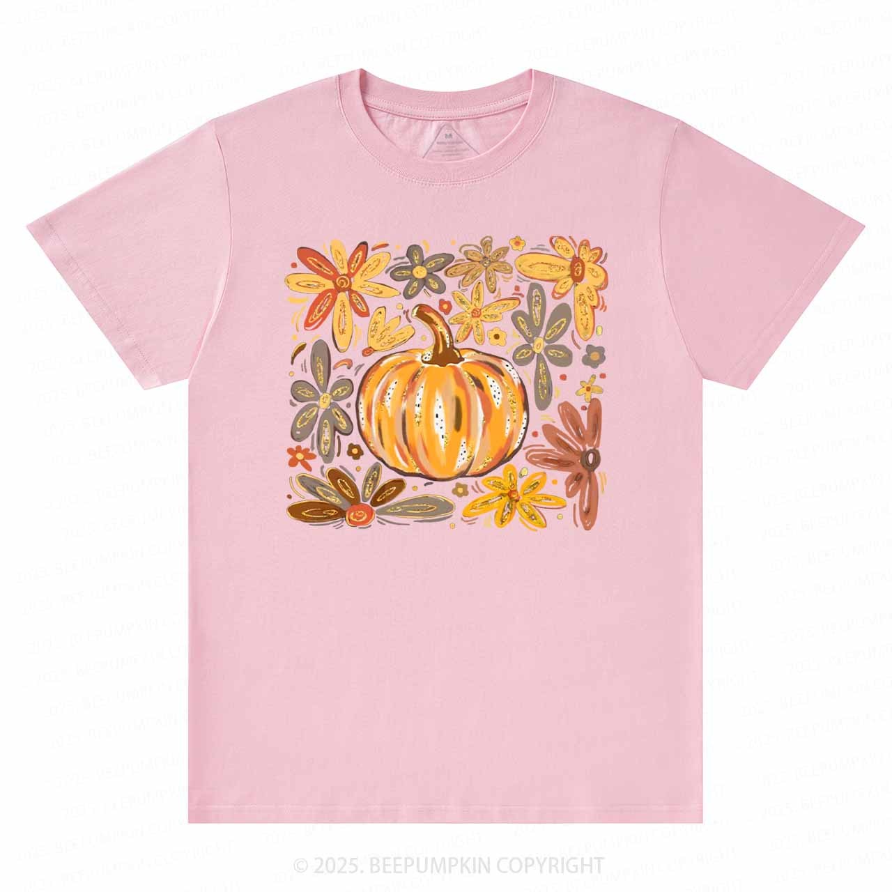 Glitter Boho Fall Floral Pumpkin T-Shirts Beepumpkin 