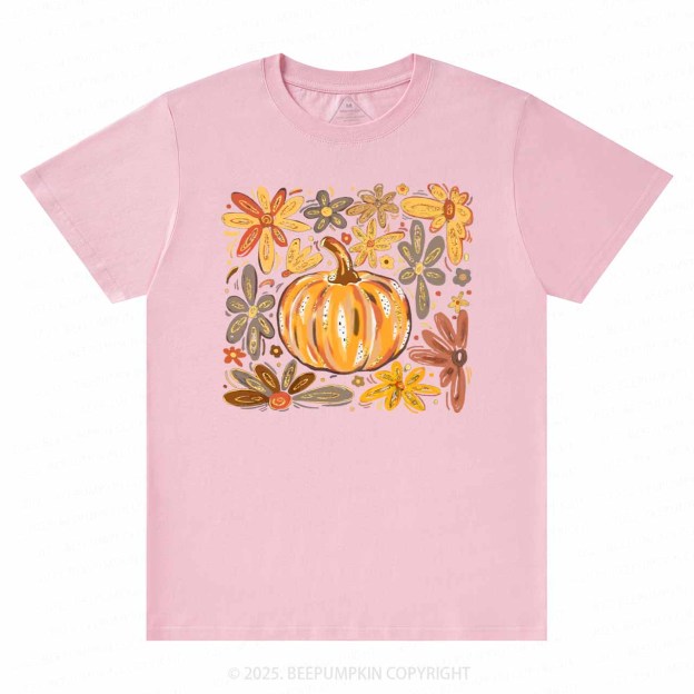 Glitter Boho Fall Floral Pumpkin T-Shirts Beepumpkin 