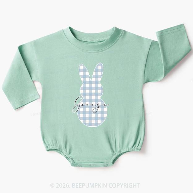 Personalised Easter Petit Gingham Bunny Baby Bubble Romper