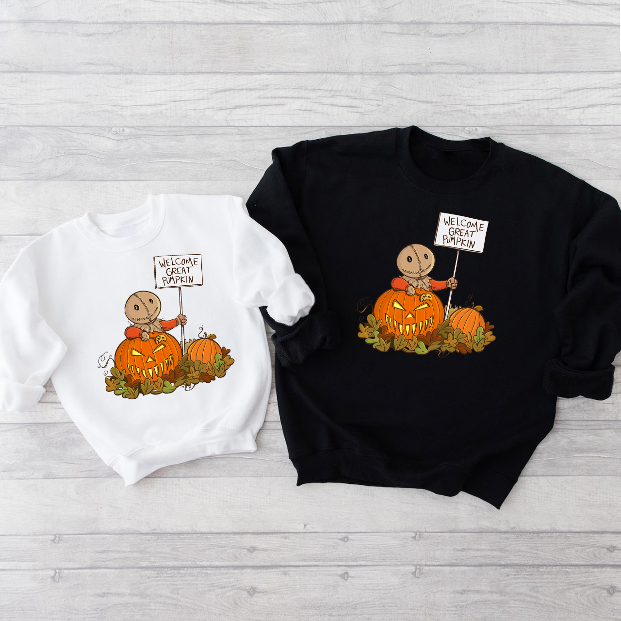 Welcome Great Pumpkin Halloween Matching Sweatshirts