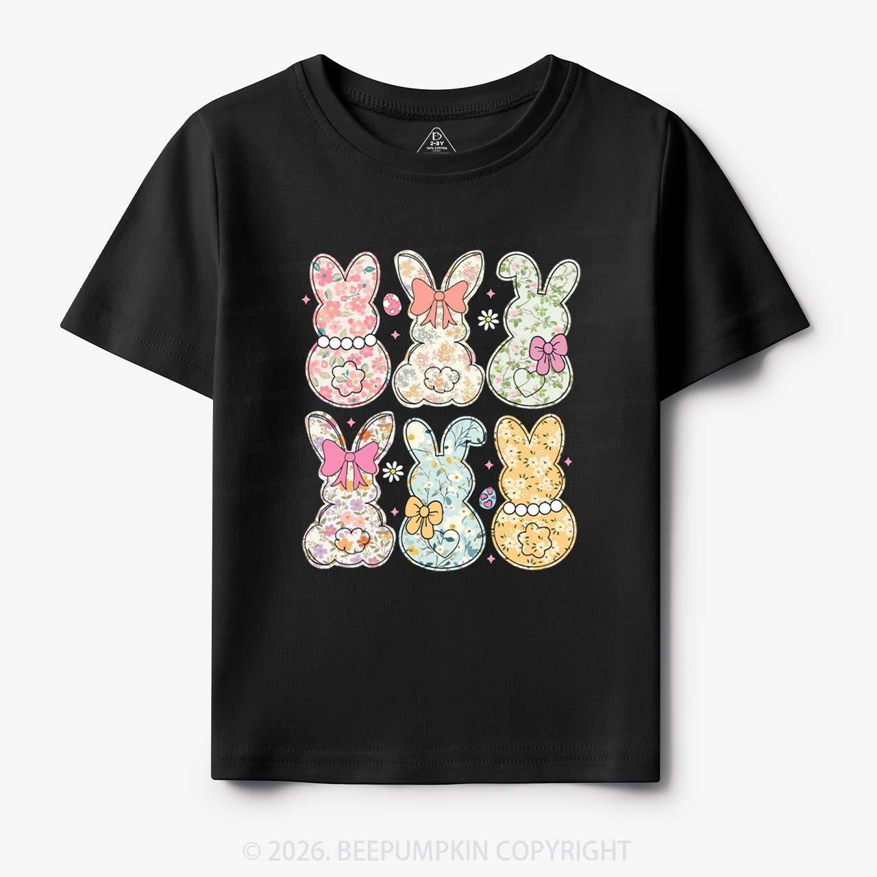 Vintage Spring Floral Bunny Bows Toddler&Kid's Tees