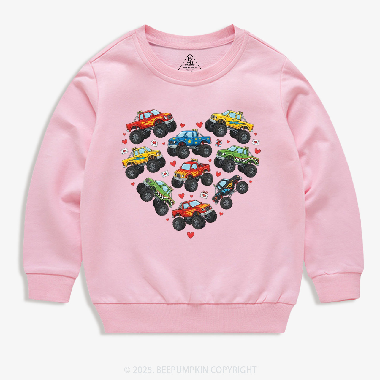 Heart On Wheels Valentine's Day Kid's Sweatshirt