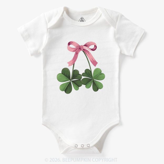 Lucky Shamrock Bow St Patrick's Day Bodysuit