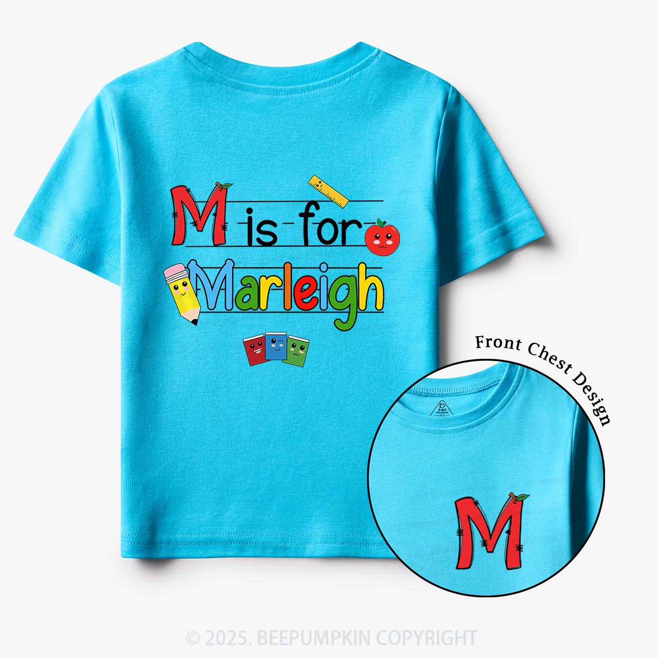 Personalized Kids Color Name Back To School Toddler&Kid's Tees Beepumpkin