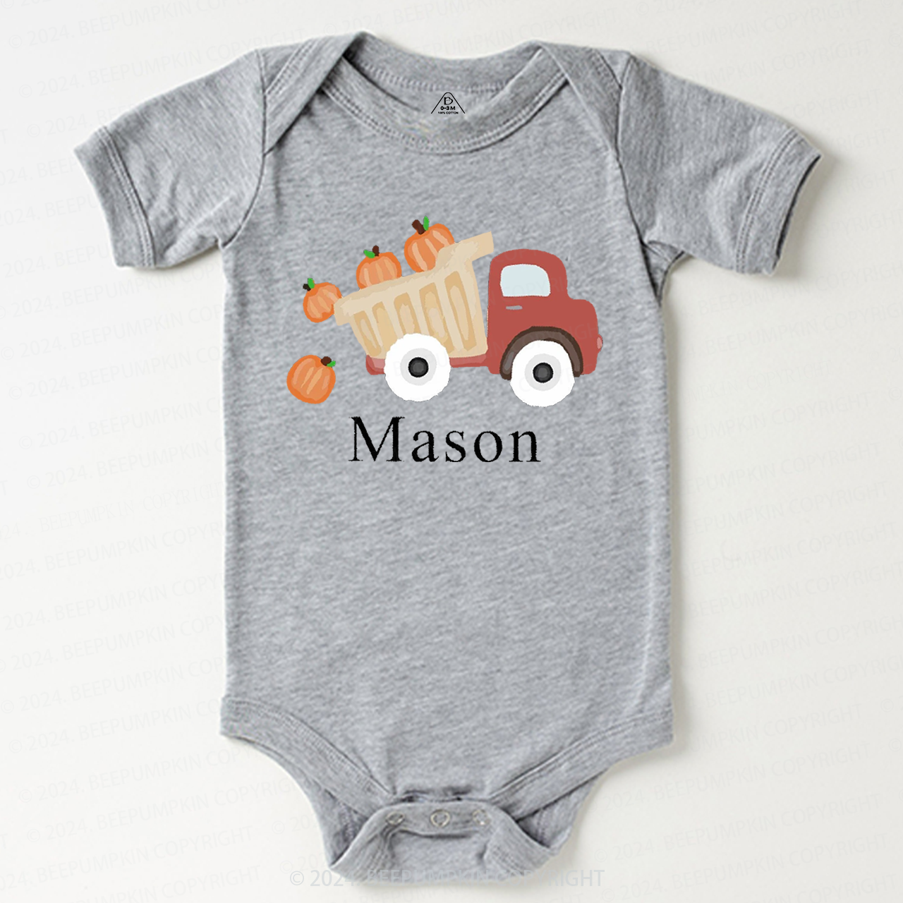 Personalized Pumpkin Truck Baby Bodysuits 