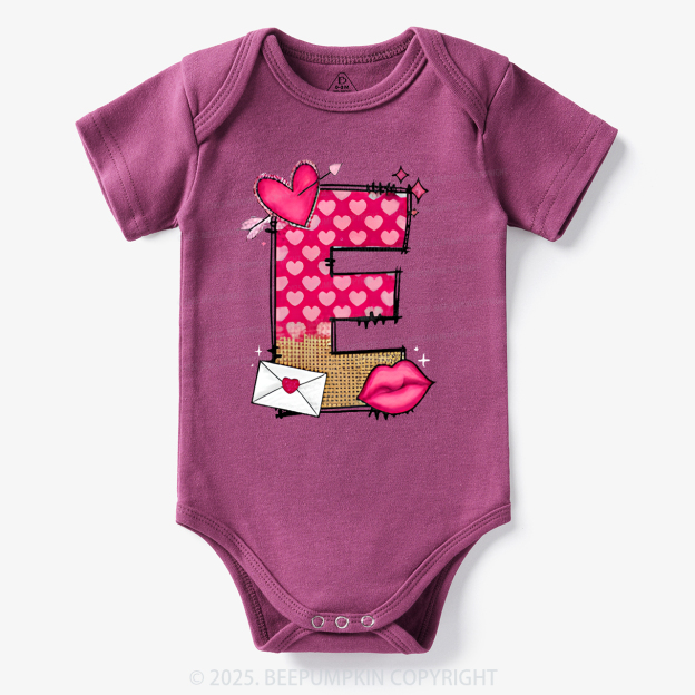 Personalized Valentine's Day Pink Hearts Bodysuit Beepumpkin