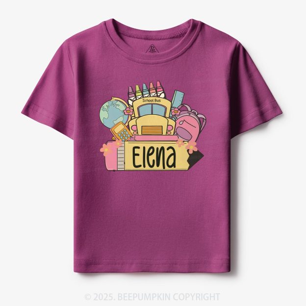 Personalized Back To School Girls Name Toddler&Kid's Tees Beepumpkin 