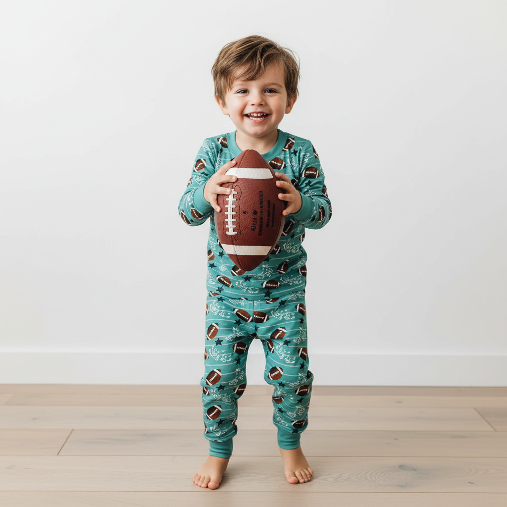Football Time Two-Piece Pajama Set For Kids