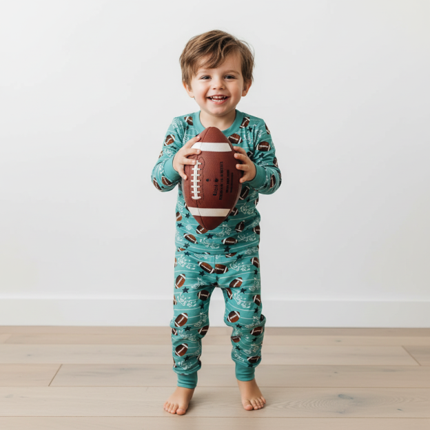 Football Time Two-Piece Pajama Set For Kids
