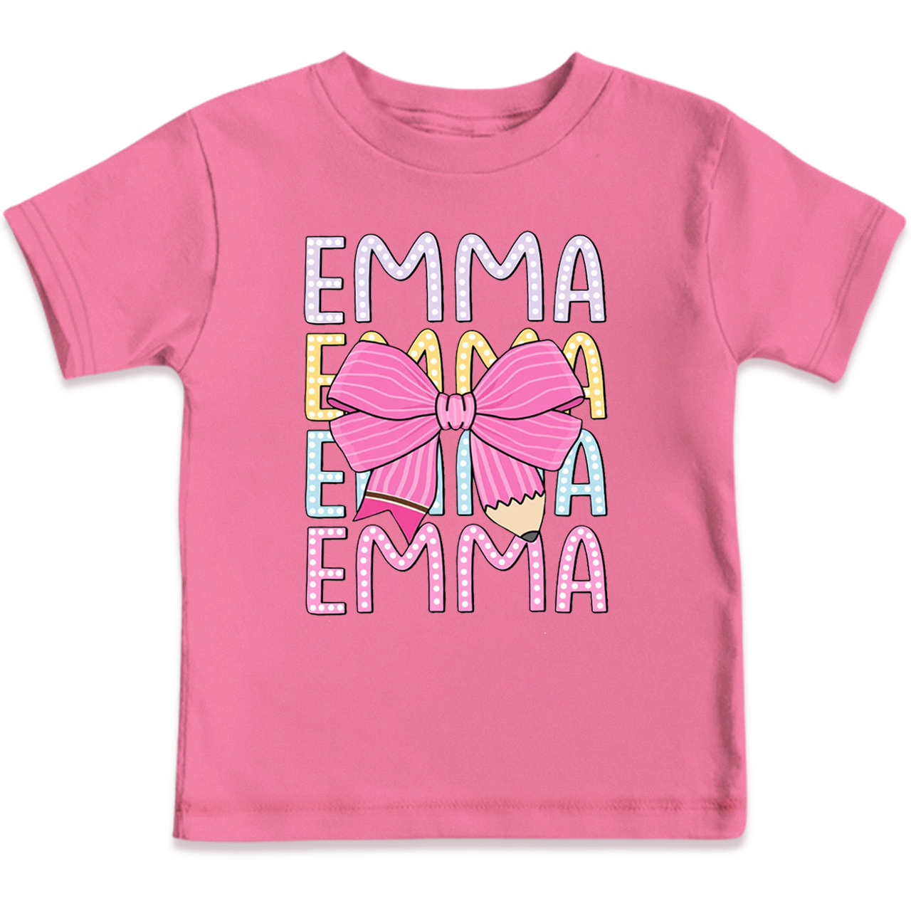 Personalized Pink Bow Toddler&Kid's Tees Beepumpkin