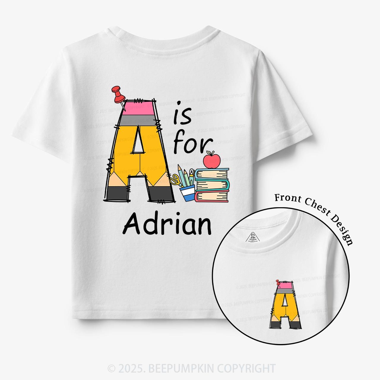 Personalized Alphabet Pencil Name Toddler&Kid's Tees Beepumpkin