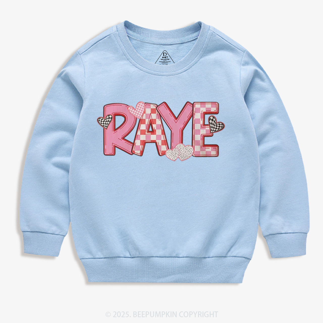 Personalized Heart Check Name Valentine's Day Kid's Sweatshirt