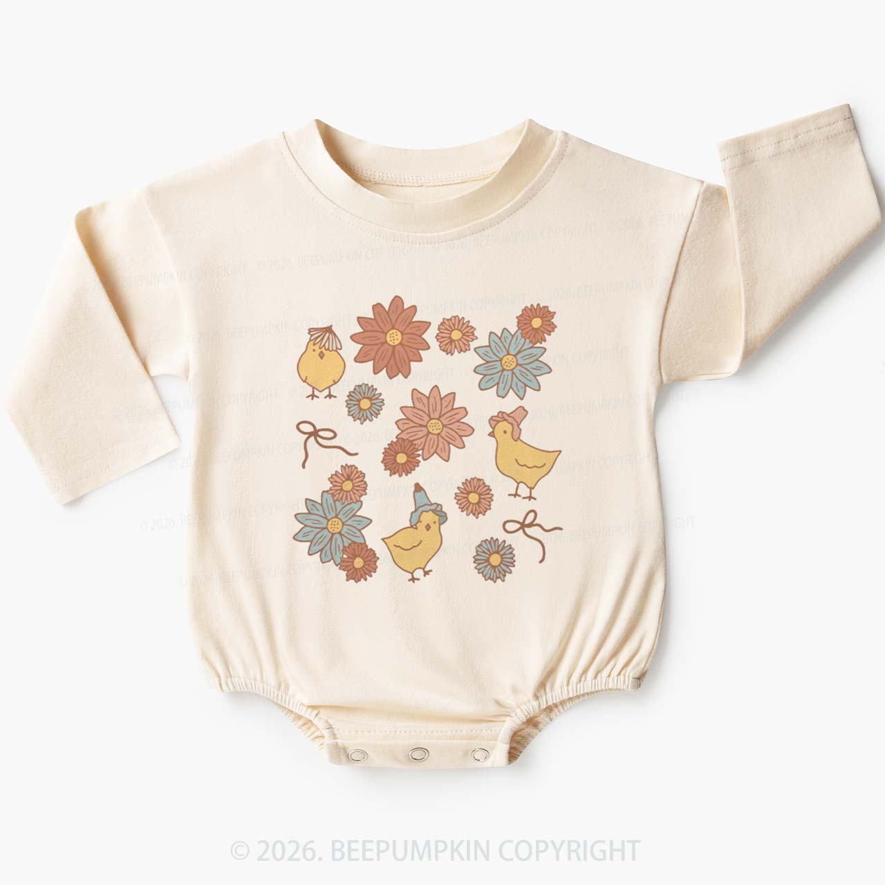 Farm Flower Chicks Baby Bubble Romper