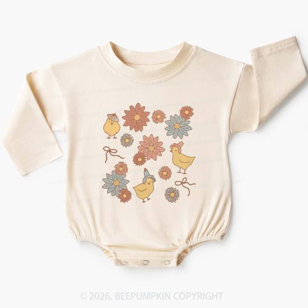 Farm Flower Chicks Baby Bubble Romper