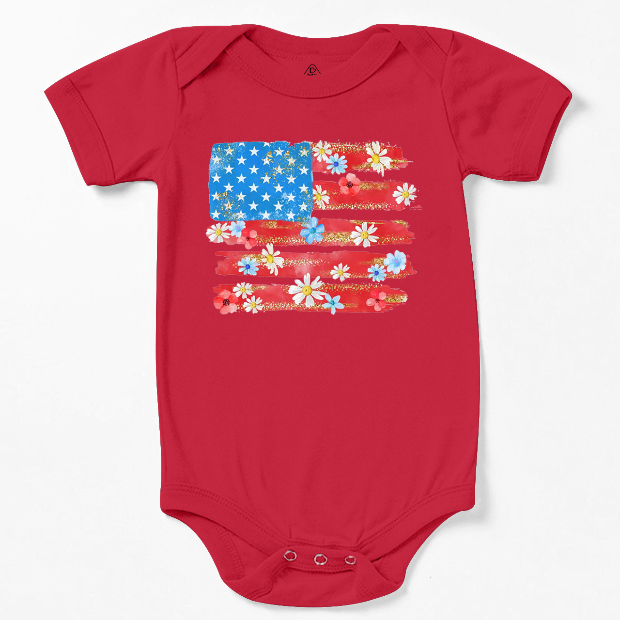 Flower American Flag Bodysuit Beepumpkin