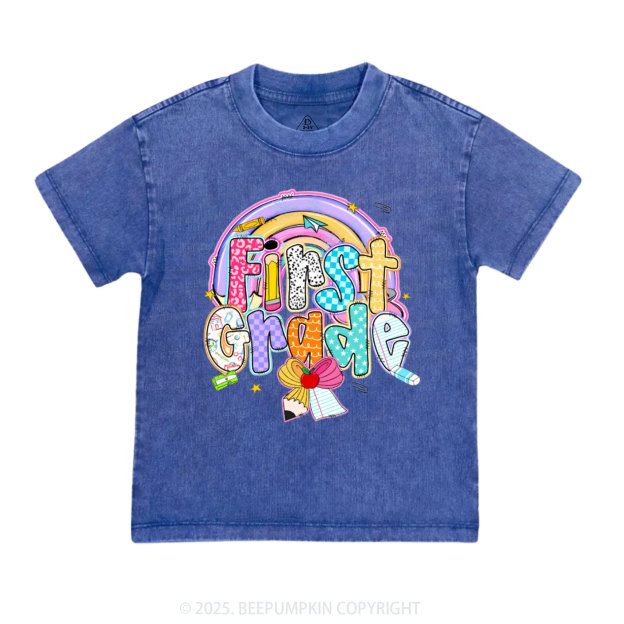 Personalized Rainbow Learning Days Toddler&Kids Washed Tees